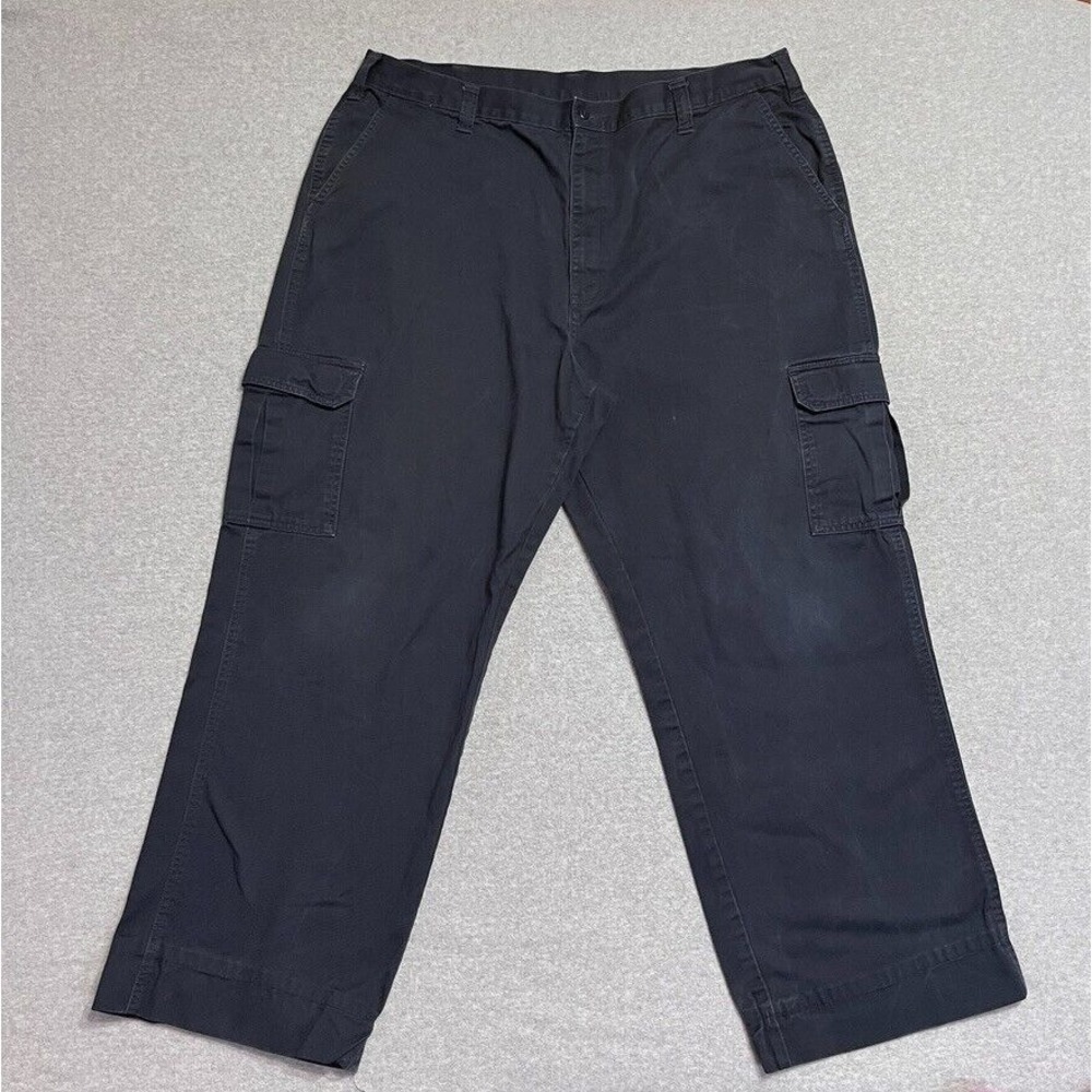 Dickies Pants Men 40X30 Blue Cargo Straight Workwear Cotton Canvas *Hemmed*